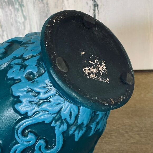 Teal Blue Rustic Pottery Vase - Picture 4 of 5